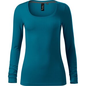 MALFINI Premium® Dámské strečové triko Brave s hlubším kulatým výstřihem, dlouhý rukáv Barva: modrá petrolejová, Velikost: XXL