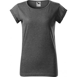 MALFINI® Volné směsové tričko Fusion s ohrnutými rukávky Barva: černý melír, Velikost: XXL