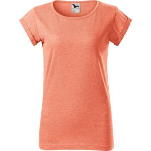 MALFINI® Volné směsové tričko Fusion s ohrnutými rukávky Barva: oranžová pastelová melír, Velikost: XXL