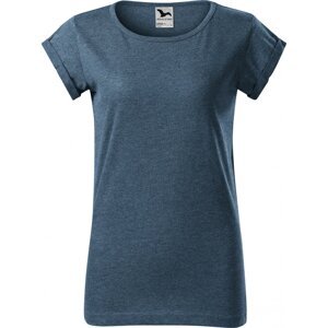 MALFINI® Volné směsové tričko Fusion s ohrnutými rukávky Barva: modrý denim melír tmavý, Velikost: L