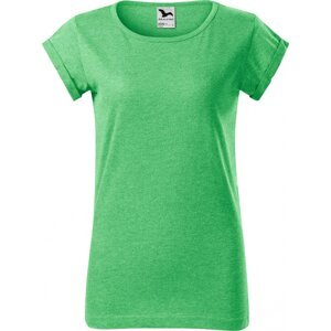 MALFINI® Volné směsové tričko Fusion s ohrnutými rukávky Barva: zelený melír, Velikost: L