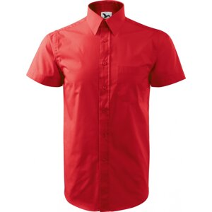 MALFINI® Pánská popelínová košile Chic Malfini s krátkým rukávem, 100% bavlna Barva: Červená, Velikost: XXL