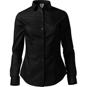MALFINI® Dámská popelínová košile Style Malfini v projmuté střihu, dlouhý rukáv Barva: Černá, Velikost: XXL