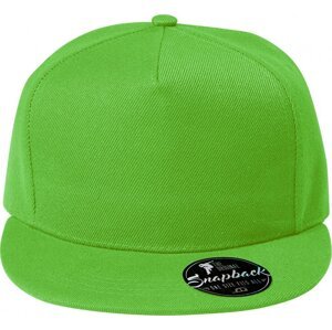 MALFINI® Keprová 5 panelová čepice Rap s rovným kšiltem Barva: Zelená jablková, Velikost: nastavitelná