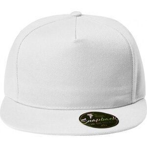 MALFINI® Keprová 5 panelová čepice Rap s rovným kšiltem Barva: Bílá, Velikost: nastavitelná