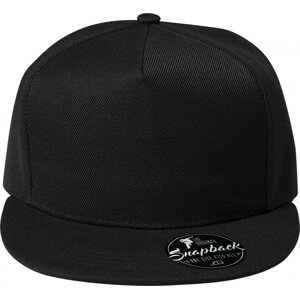 MALFINI® Keprová 5 panelová čepice Rap s rovným kšiltem Barva: Černá, Velikost: nastavitelná