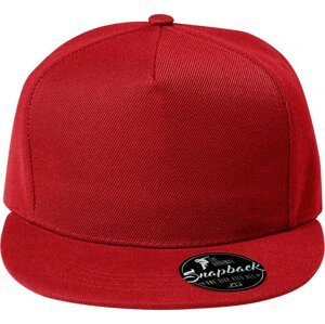 MALFINI® Keprová 5 panelová čepice Rap s rovným kšiltem Barva: Červená, Velikost: nastavitelná