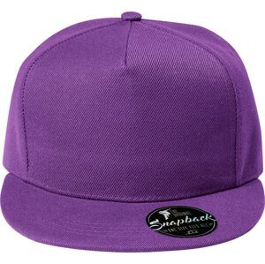 MALFINI® Keprová 5 panelová čepice Rap s rovným kšiltem Barva: Fialová, Velikost: nastavitelná