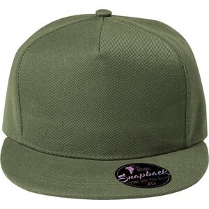 MALFINI® Keprová 5 panelová čepice Rap s rovným kšiltem Barva: zelená khaki, Velikost: nastavitelná
