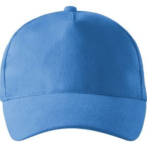 MALFINI® Unisex nastavitelná čepice z broušeného kepru, 5 panelů Barva: modrá azurová, Velikost: nastavitelná