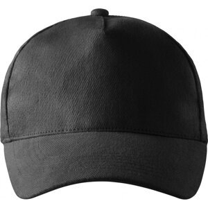 MALFINI® Unisex nastavitelná čepice z broušeného kepru, 5 panelů Barva: Černá, Velikost: nastavitelná