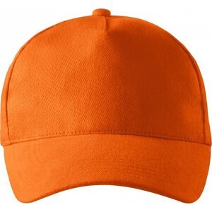 MALFINI® Unisex nastavitelná čepice z broušeného kepru, 5 panelů Barva: Oranžová, Velikost: nastavitelná
