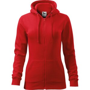 MALFINI® Dámská celopropínací mikina Trendy Zipper s kapucí s podšívkou 65% bavlny Barva: Červená, Velikost: L