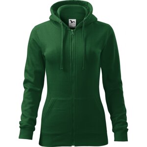 MALFINI® Dámská celopropínací mikina Trendy Zipper s kapucí s podšívkou 65% bavlny Barva: Zelená lahvová, Velikost: XXL