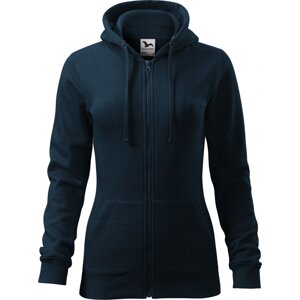 MALFINI® Dámská celopropínací mikina Trendy Zipper s kapucí s podšívkou 65% bavlny Barva: modrá námořní, Velikost: XXL