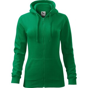 MALFINI® Dámská celopropínací mikina Trendy Zipper s kapucí s podšívkou 65% bavlny Barva: zelená střední, Velikost: XXL