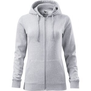 MALFINI® Dámská celopropínací mikina Trendy Zipper s kapucí s podšívkou 65% bavlny Barva: světle šedý melír, Velikost: XL