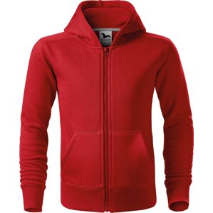 MALFINI® Dětská směsová celopropínací mikina Trendy s kapucí 300 g/m Barva: Červená, Velikost: 158 cm/12 let
