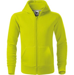 MALFINI® Dětská směsová celopropínací mikina Trendy s kapucí 300 g/m Barva: Limetková žlutá, Velikost: 134 cm/8 let