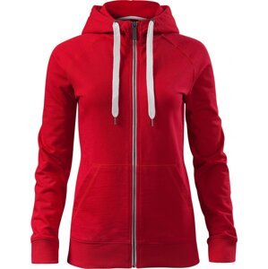 MALFINI Premium® Dámská propínací mikina Voyage s podšitou kapucí a kontrastními prvky Barva: Červená, Velikost: XL