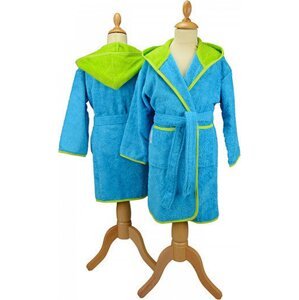 A&R Dětský župan Boyzz & Girlzz® s kapucí Barva: modrá azurová - zelená limetka, Velikost: 116/128 AR021