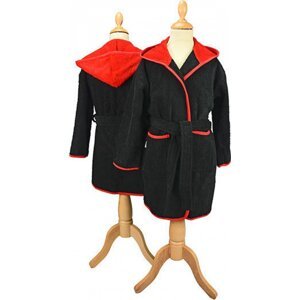 A&R Dětský župan Boyzz & Girlzz® s kapucí Barva: černá - červená ohnivá, Velikost: 116/128 AR021
