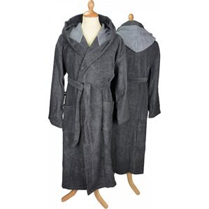 A&R Unisex župan s kapucí z turecké bavlny 400 g/m Barva: šedá grafitová - šedá grafitová tmavá, Velikost: S/M AR026