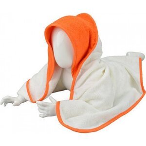 A&R Zavinovačka pro novorozence Babiezz + ručník s kapucí 75 × 75 cm Barva: bílá - výrazně oranžová, Velikost: 75 x 75 cm ARB032