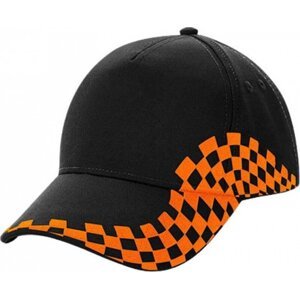 Beechfield Kšiltovka Grand Prix s kostkovanou výšivkou, na suchý zip Barva: černá - oranžová CB159