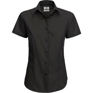 B&C Lehká dámská popelínová košile BC s krátkým rukávem a úpravou Easy Care Barva: Černá, Velikost: 3XL (46) BCSWP64