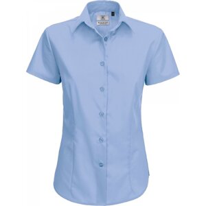 B&C Lehká dámská popelínová košile BC s krátkým rukávem a úpravou Easy Care Barva: Modrá, Velikost: 3XL (46) BCSWP64