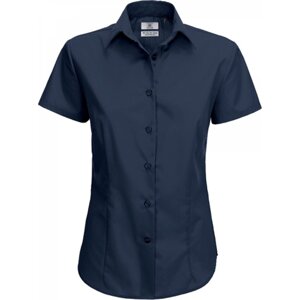 B&C Lehká dámská popelínová košile BC s krátkým rukávem a úpravou Easy Care Barva: modrá námořní, Velikost: 3XL (46) BCSWP64