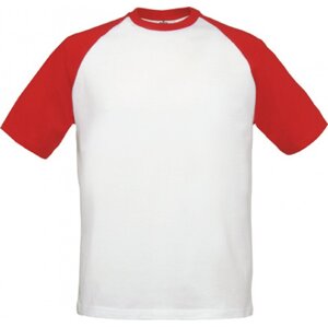 Pánské baseballové tričko s krátkým rukávem B&C 185 g/m Barva: bílá - červená, Velikost: S BCTU020