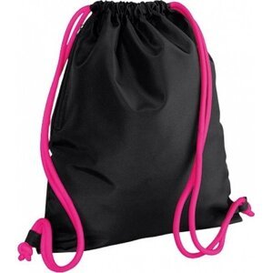 BagBase Sportovní vak na oblečení s robustními přezkami 15 l Barva: černá - růžová fuchsiová, Velikost: 40 x 48 cm BG110