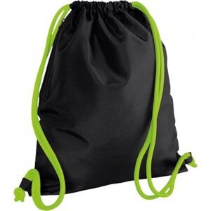 BagBase Sportovní vak na oblečení s robustními přezkami 15 l Barva: černá - zelená limetka, Velikost: 40 x 48 cm BG110