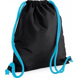 BagBase Sportovní vak na oblečení s robustními přezkami 15 l Barva: černá - modrá azurová, Velikost: 40 x 48 cm BG110