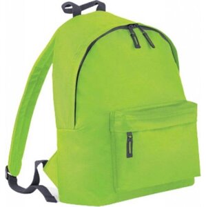 BagBase Dětský školní módní batoh s polstrováním 14 l Barva: zelená limetka zelená - šedá grafitová, Velikost: 28 x 38 x 19 cm BG125J