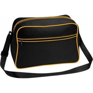 BagBase Objemná cestovní / sportovní retro taška přes rameno 18 l Barva: černá - zlatá, Velikost: 40 x 28 x 18 cm BG14