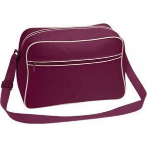 BagBase Objemná cestovní / sportovní retro taška přes rameno 18 l Barva: červená vínová - písková, Velikost: 40 x 28 x 18 cm BG14