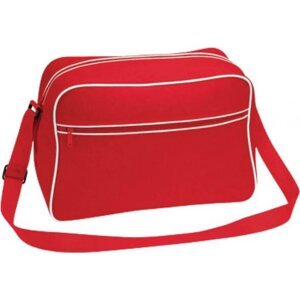 BagBase Objemná cestovní / sportovní retro taška přes rameno 18 l Barva: červená - bílá, Velikost: 40 x 28 x 18 cm BG14