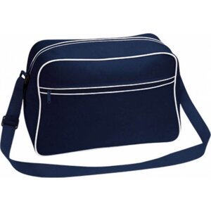 BagBase Objemná cestovní / sportovní retro taška přes rameno 18 l Barva: modrá námořní - bílá, Velikost: 40 x 28 x 18 cm BG14