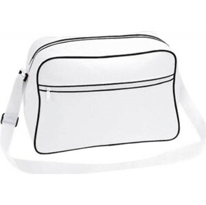 BagBase Objemná cestovní / sportovní retro taška přes rameno 18 l Barva: bílá - černá, Velikost: 40 x 28 x 18 cm BG14