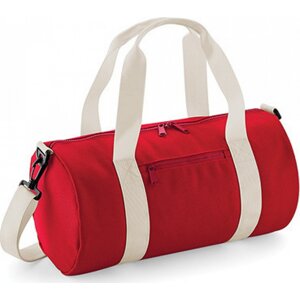 BagBase Mini válcovitá taška s váčkovou kapsou na zip 12 l Barva: červená - bílá, Velikost: 40 x 20 x 20 cm BG140S