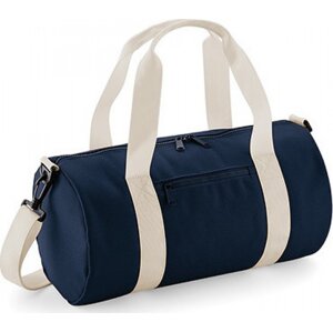 BagBase Mini válcovitá taška s váčkovou kapsou na zip 12 l Barva: modrá - bílá, Velikost: 40 x 20 x 20 cm BG140S