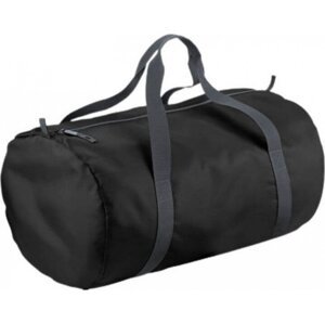 BagBase Cestovní válcová taška s tkanými držadly 32 l Barva: černá - šedá, Velikost: 50 x 30 x 26 cm BG150