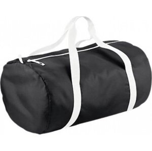 BagBase Cestovní válcová taška s tkanými držadly 32 l Barva: černá - bílá, Velikost: 50 x 30 x 26 cm BG150