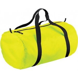 BagBase Cestovní válcová taška s tkanými držadly 32 l Barva: žlutá fluorescentní - černá, Velikost: 50 x 30 x 26 cm BG150