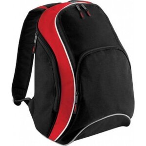 BagBase Trojbarevný městský batoh se vstupem pro sluchátka 21 l Barva: černá - červená - bílá, Velikost: 32 x 45 x 23 cm BG571