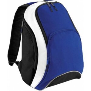 BagBase Trojbarevný městský batoh se vstupem pro sluchátka 21 l Barva: modrá - černá - bílá, Velikost: 32 x 45 x 23 cm BG571