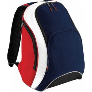 BagBase Trojbarevný městský batoh se vstupem pro sluchátka 21 l Barva: modrá námořní - červená - bílá, Velikost: 32 x 45 x 23 cm BG571